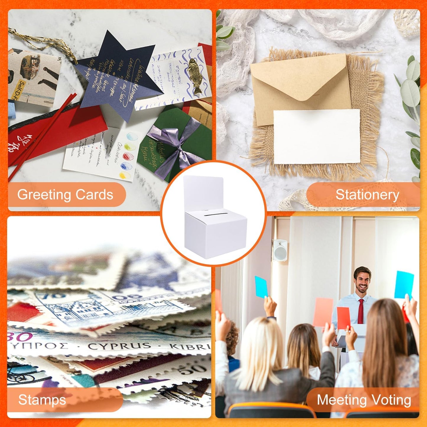 GRAWUN 3 Pack Cardboard Ballot Box with Slot, Suggestion Boxes with Removable Header, White Glossy Raffle Boxes 6.5x4.5x4.5Inch, Donation Boxes for Fundraising, Collecting Card and Voting Contest