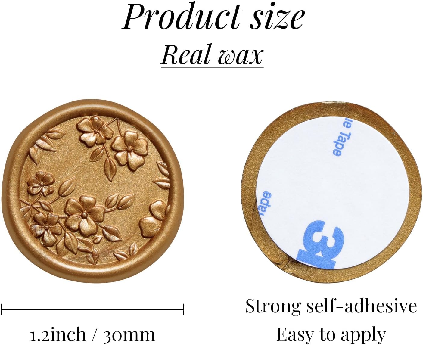 UNIQOOO Wax Seal Stickers - 3D Begonia Wedding Invitation Envelope Botanical Seal Stickers, 50 Pcs Self- Adhesive Antique Gold Stickers, Perfect for Invitation, Christmas, Gift Wrapping, Party