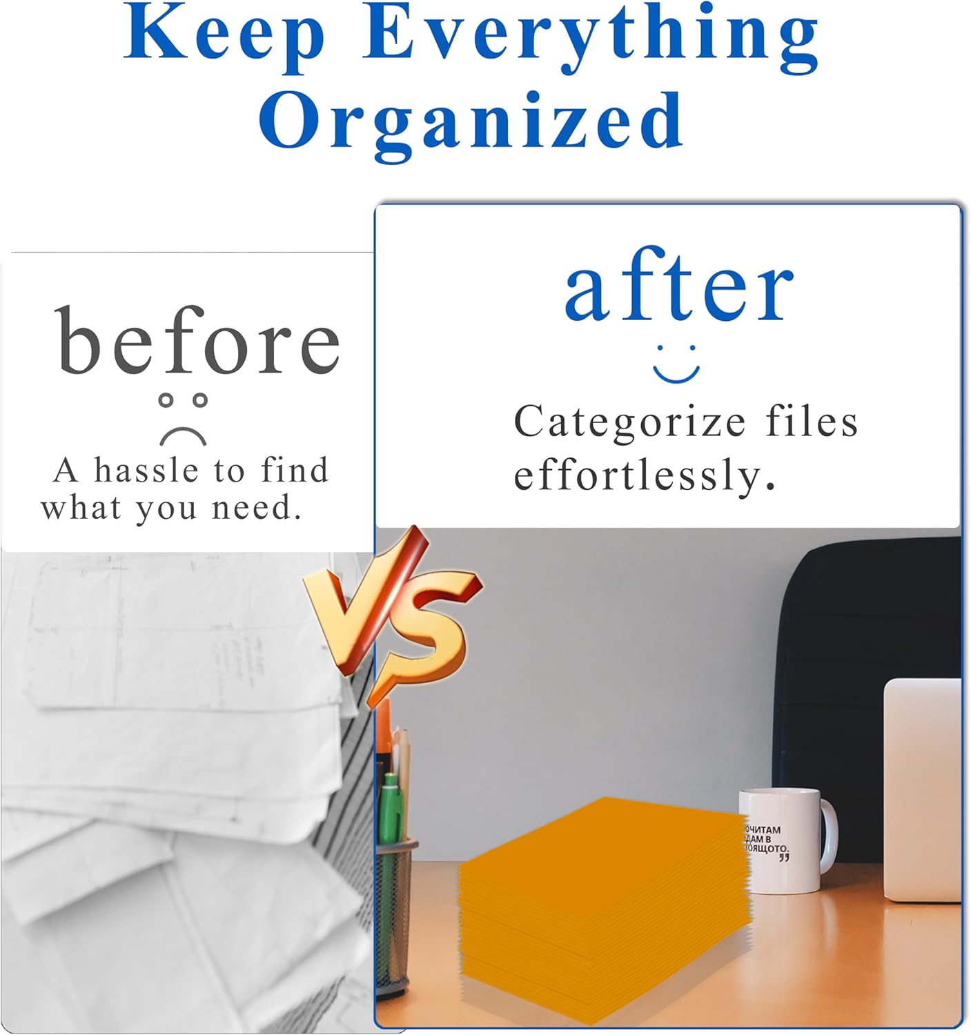 Zzrywuty File Folders with Pockets Letter Size, 50-Pack Paper Folders with Card Slot, Two Pocket Folders for School Students, Businessmen, Home and Office Workers (Orange)