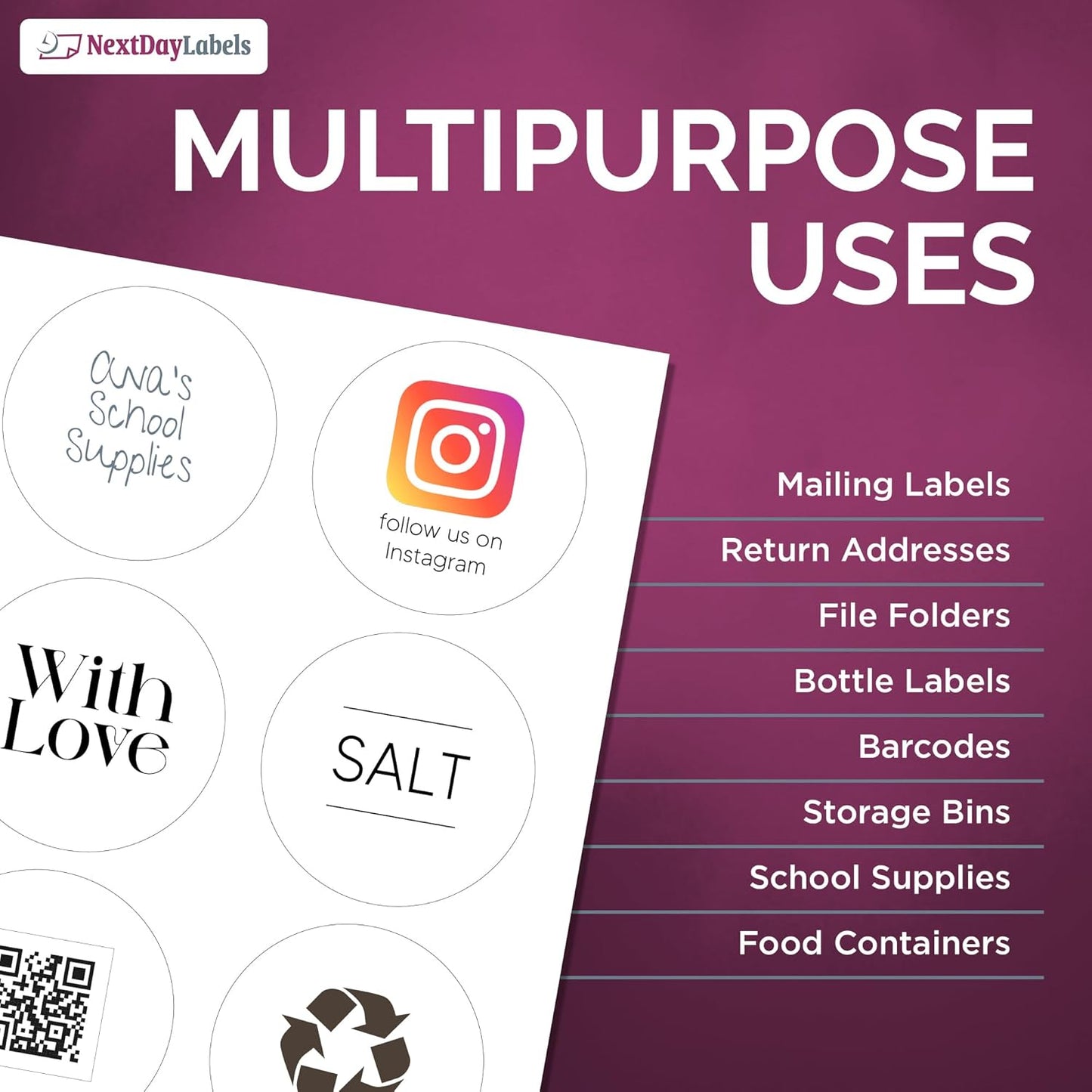 NextDayLabels - Round Labels 3.33 Inch - 150 Printable Labels (25 Sheets x 6)