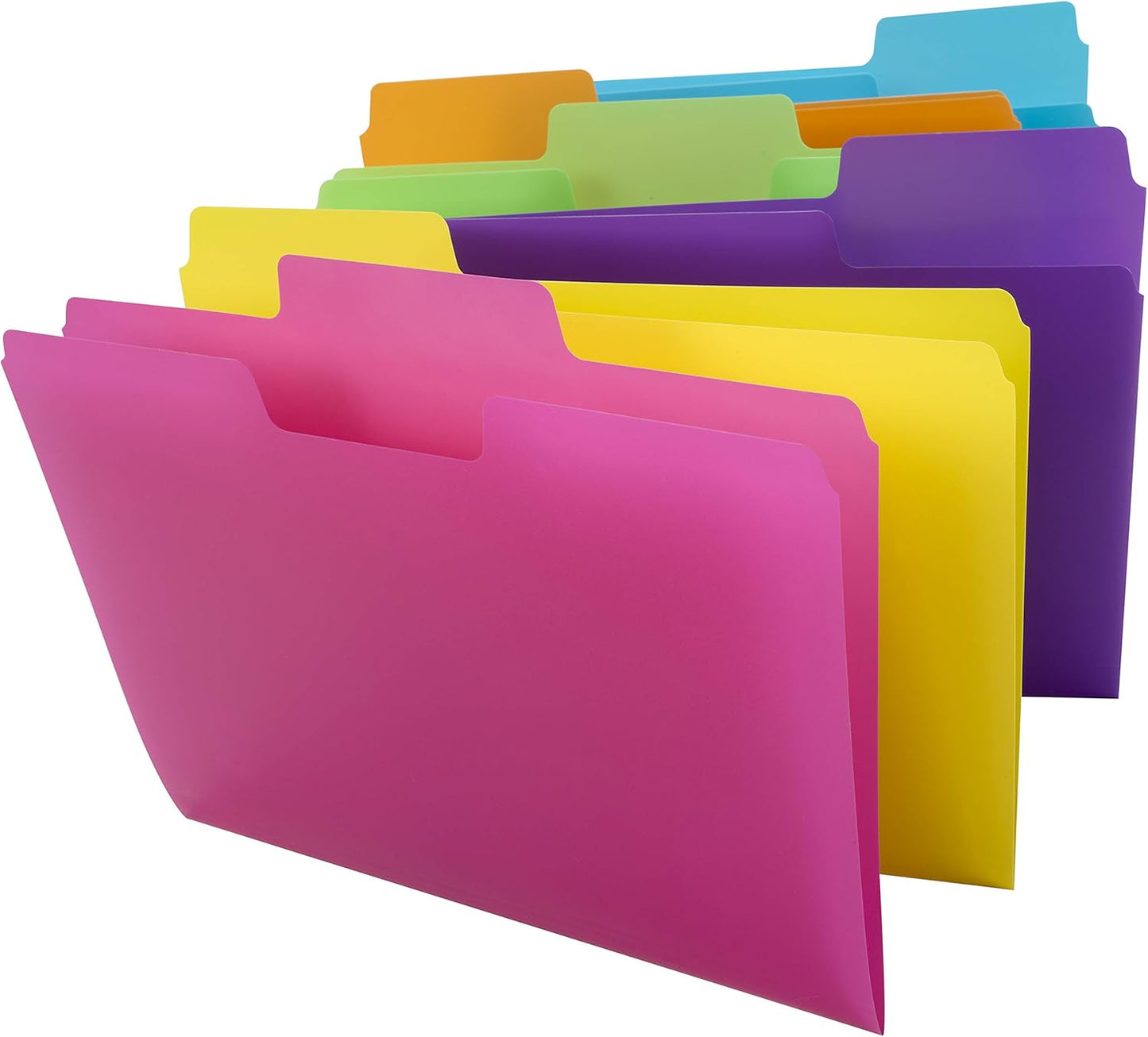 Smead SuperTab Poly Plastic File Folders for Documents, Set of 18 Plastic Folders, 1/3-Cut Tabs, File Folders Letter Size, Assorted Bright Colors, Office Supplies, School Supplies (10515)