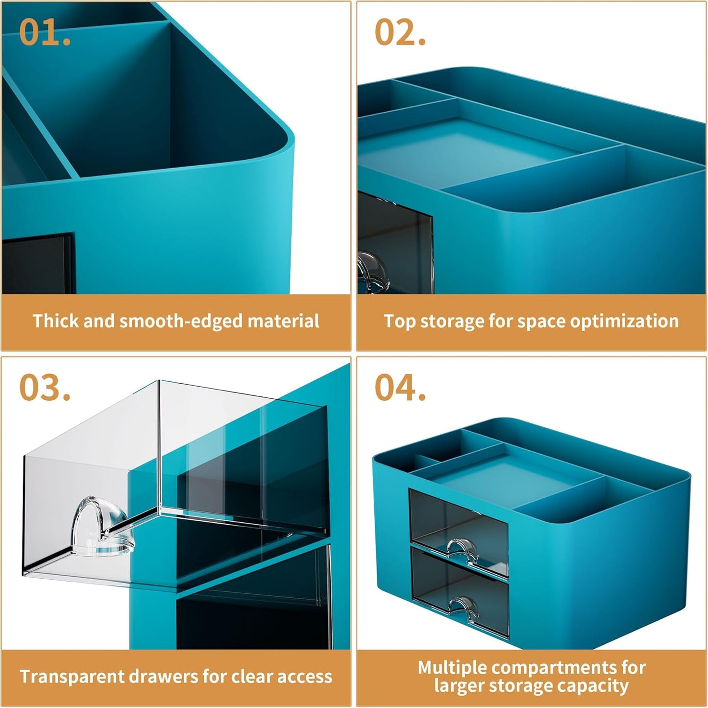 Marbrasse Pen Organizer with 2 Drawer, Multi-Functional Pencil Holder for Desk, Desk Organizers and Accessories with 5 Compartments + Drawer for Office Art Supplies (Dark Green)