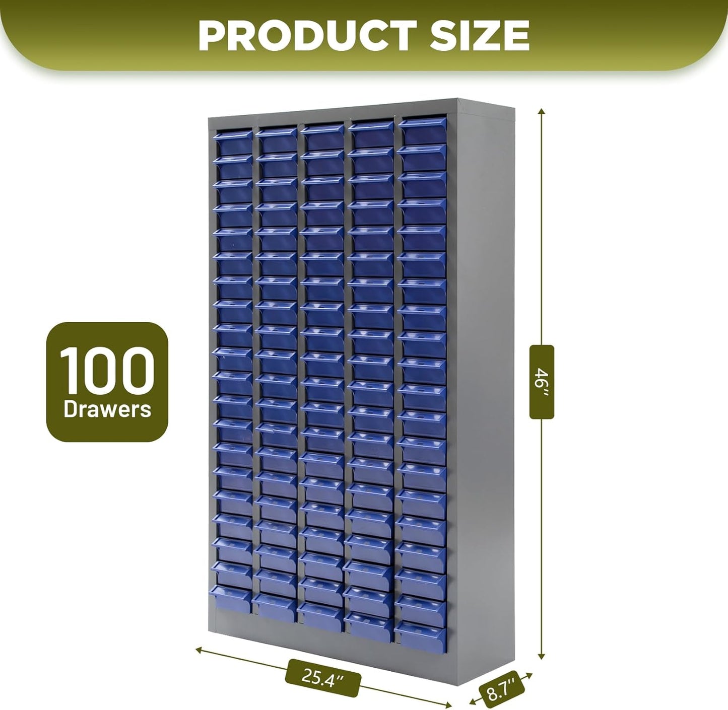 100-Drawer Parts Storage Cabinet – Multi-Purpose Organizer for Screws, Bolts, Nails, Craft Supplies, Legos, Makeup & Tools – Compact Plastic Drawer Unit for Garage, Workshop, Classroom & Home