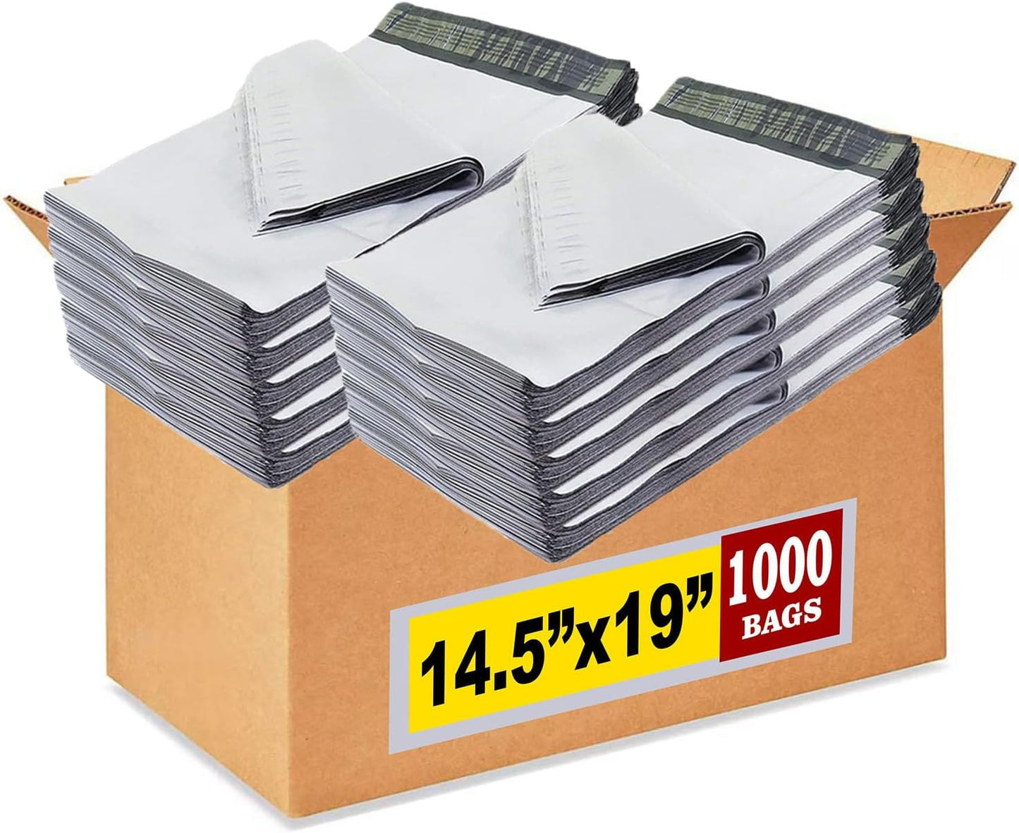 iMBAPrice 14.5x19 Inches White Poly Mailers, 1000-Pack ML Size #6 Poly Mailing Shipping Envelopes Bags, Self Seal Adhesive Waterproof and Tear Proof (Total 1000 Bags)