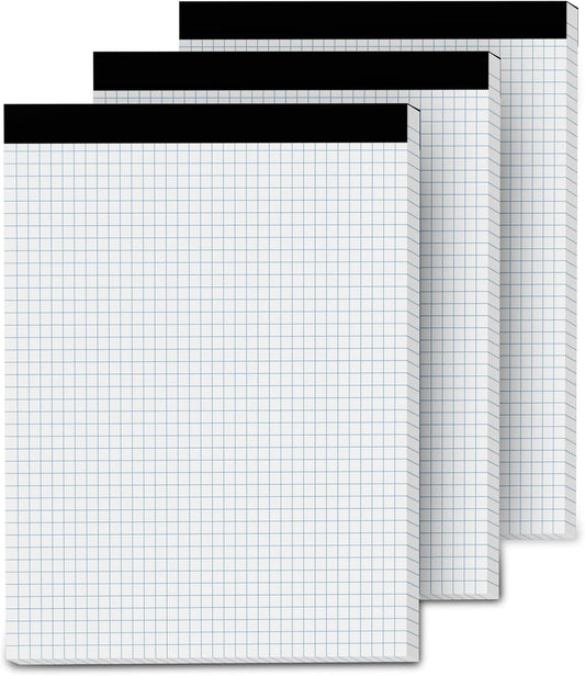 Graph Paper Pads 8.5 x 11, 4x4 Quad Ruled, 3 Pack Grid Paper Pad 8.5 x 11, 30 Sheets Perforated Blueprint Quadrille Letter Size Graphing Notebook for Drafting, Drawing, Engineering