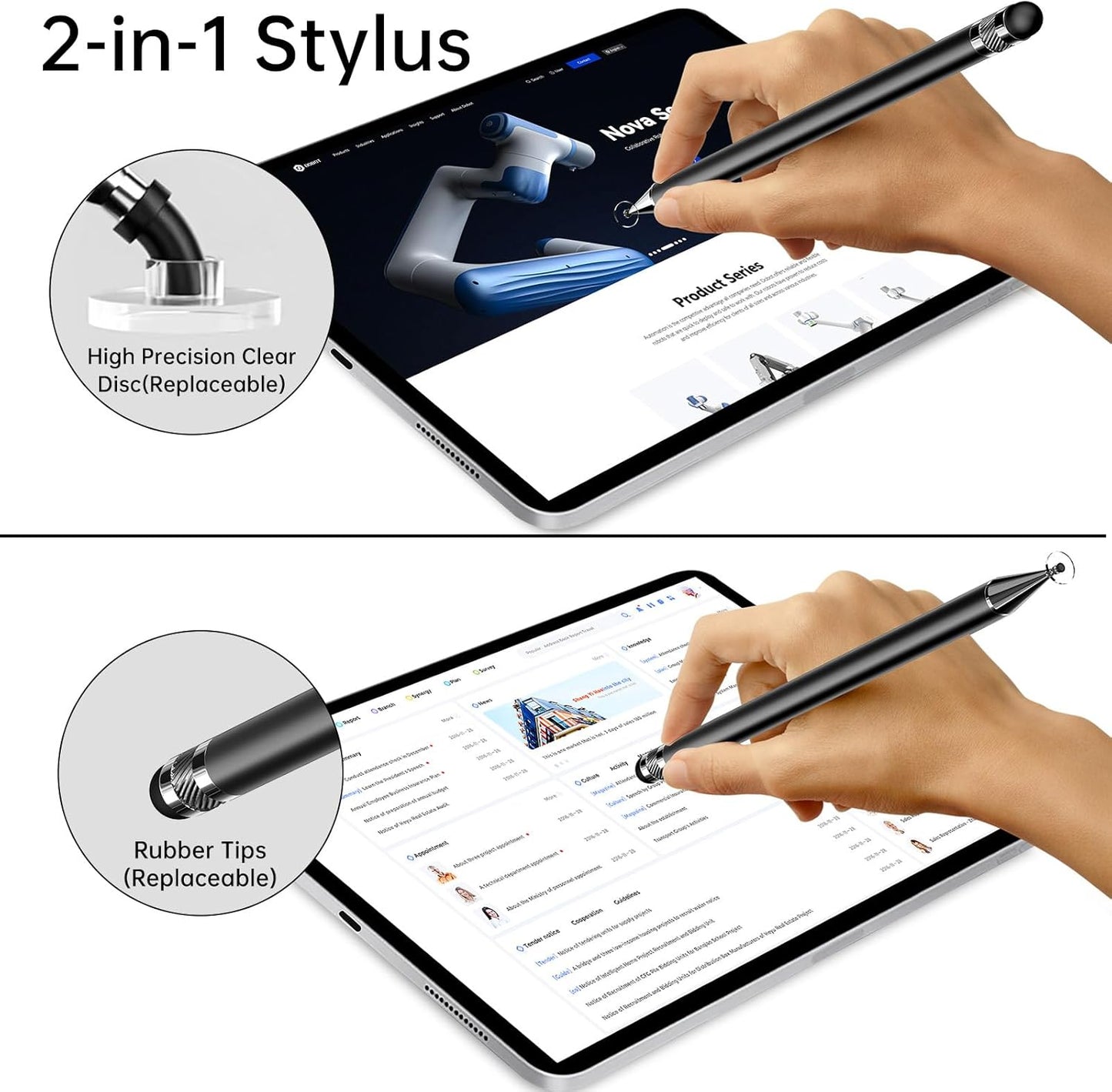 Bopomofo Stylus (5 Pcs),2-in-1 Stylus Pen for Touchscreen, High Precision and Sensitivity, Suitable for iPhone/ipad/Android Tablets, Compatible with Touch Screens,Black