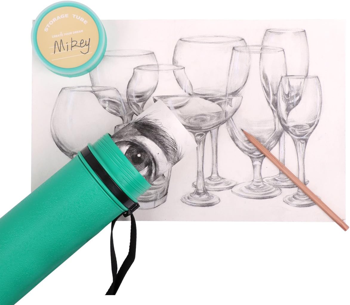 TRANSON 2-pack Durable Poster Storage Tube with Straps 24"-40" Extendable for Blueprints, Artwork, Maps, Posters