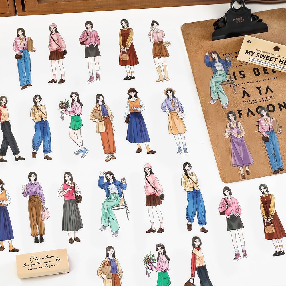 Alideco 120pcs Scrapbook Stickers Character Handbook Scrapbooking Junk Journal Crafts Embelishment Decoration Diary Stickers (aiyulixiangshenghuo)