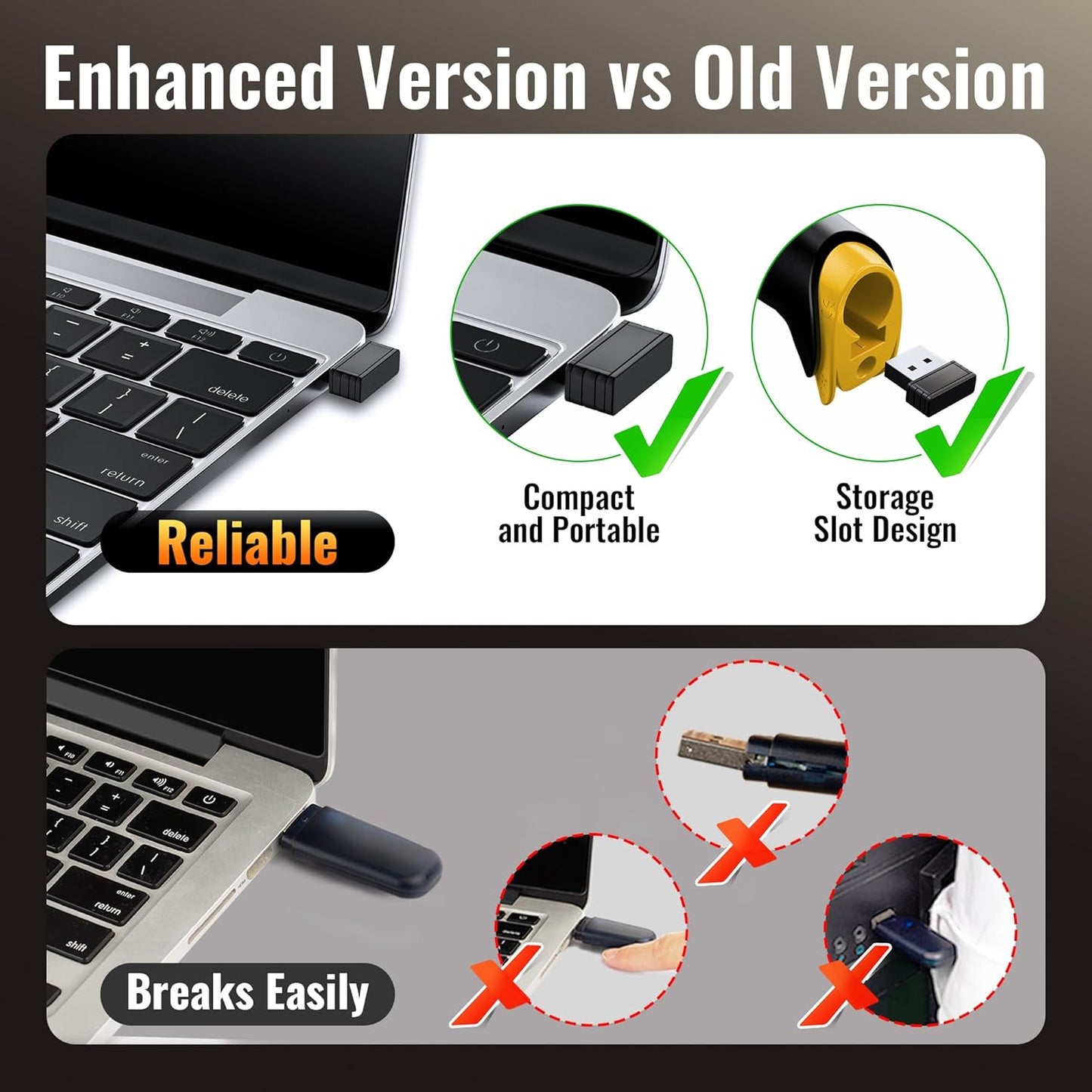 Tera Barcode Scanner Wireless Versatile 2-in-1 (2.4Ghz Wireless+USB 2.0 Wired) with Battery Level Indicator, 328 Feet Transmission Distance Rechargeable 1D Laser Bar Code Reader Handheld 5100 Yellow