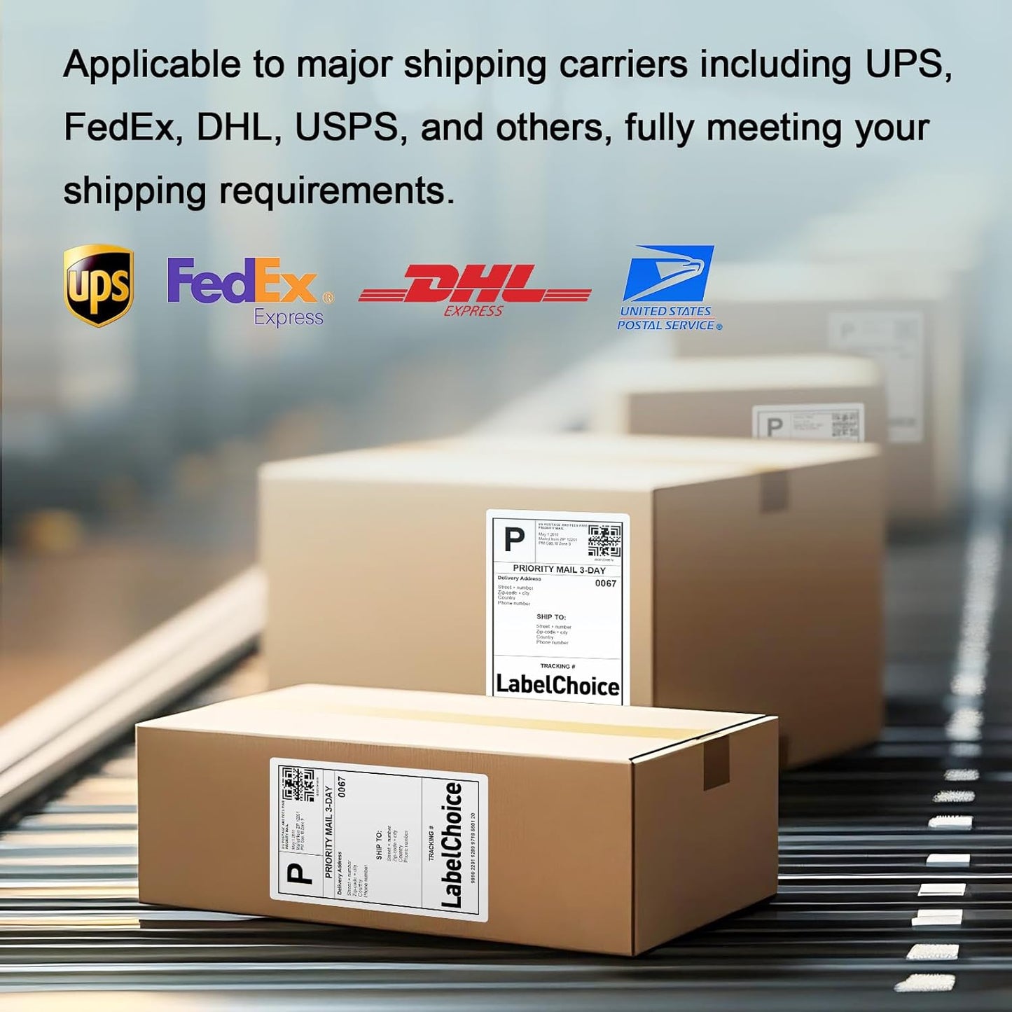 8 Rolls 450 Pcs 4x6 3-Proof Direct Thermal Shipping Labels Compatible with Zebra 2844 Zp-450 Zp-505 Zp-500, LabelChoice 3600 Labels 1" Core Permanent Adhesive Sticker Labels for Rollo, MUNBYN Printer