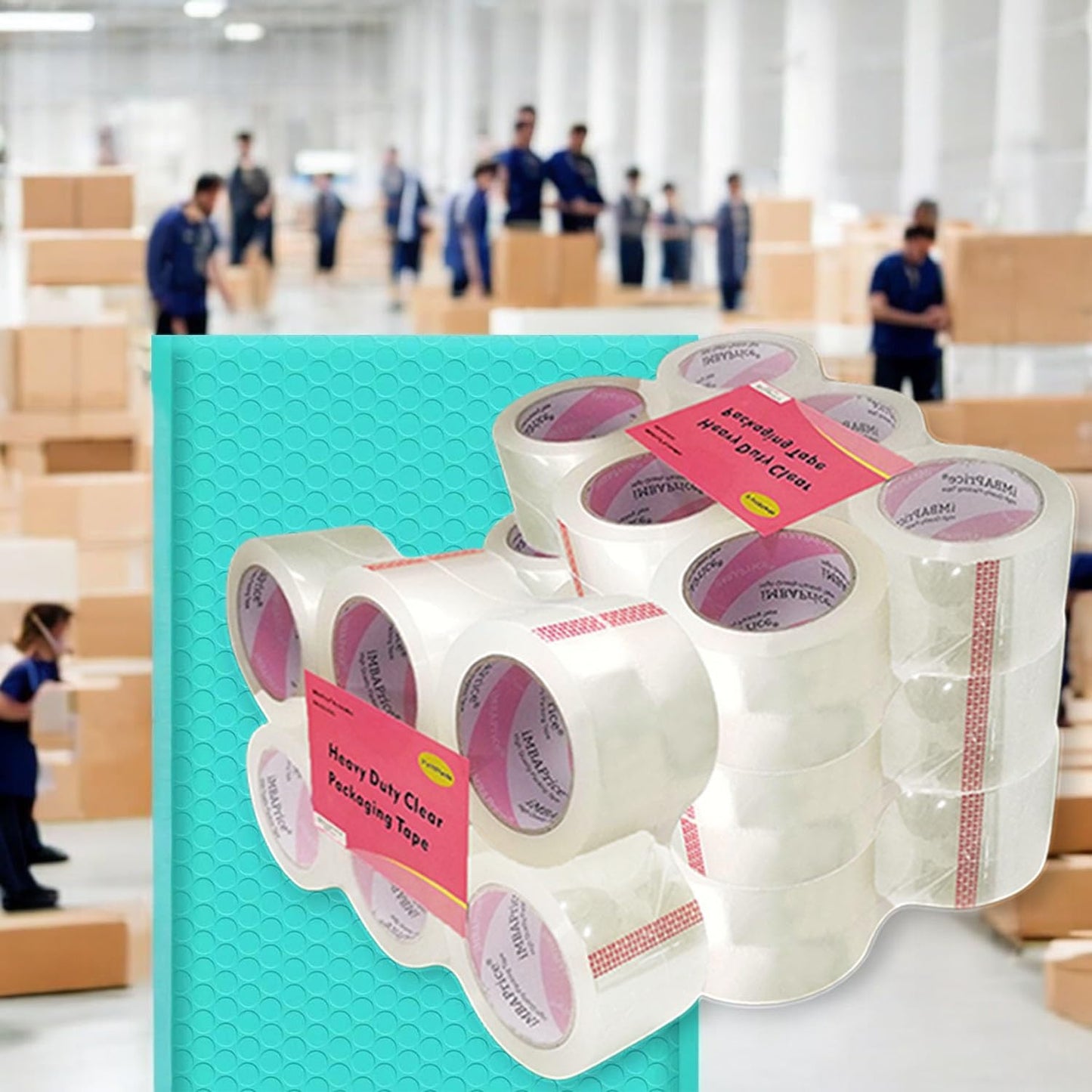 iMBAPrice 3-Inch Clear Packing Tape, 24 Rolls Extra Wide Shipping & Packing Tape (3" x 110 yard/330' Each) - Moving & Adhesive Carton Sealing for Office and Storage