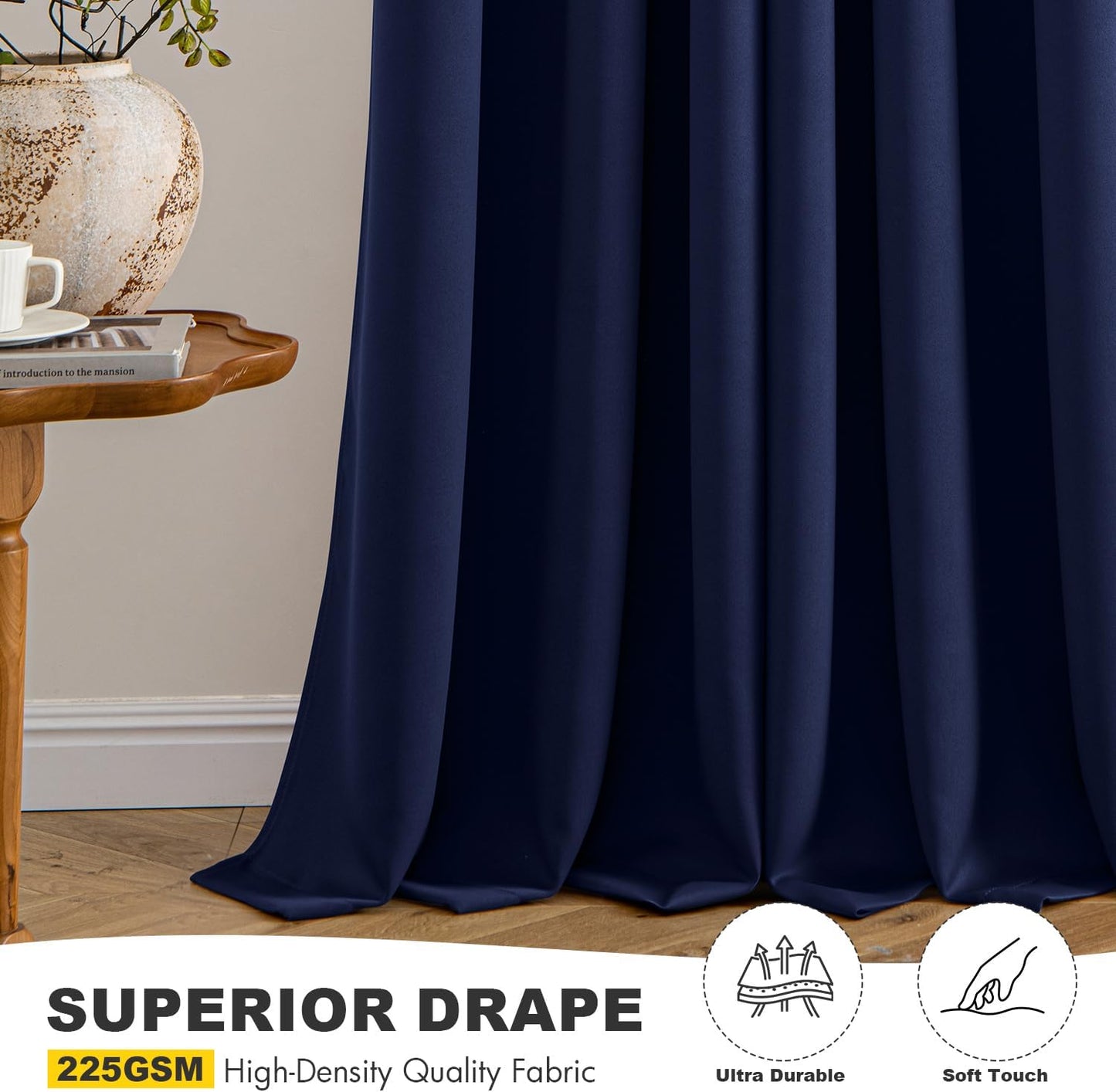 MIULEE Short Curtains for Windows - Navy Blue Blackout Half Window Curtains Thermal Insulated Privacy Drapes for Kitchen Bedroom Bathroom Grommet Top Small Basement Tiers W40 x L36 Inch 2 Panels