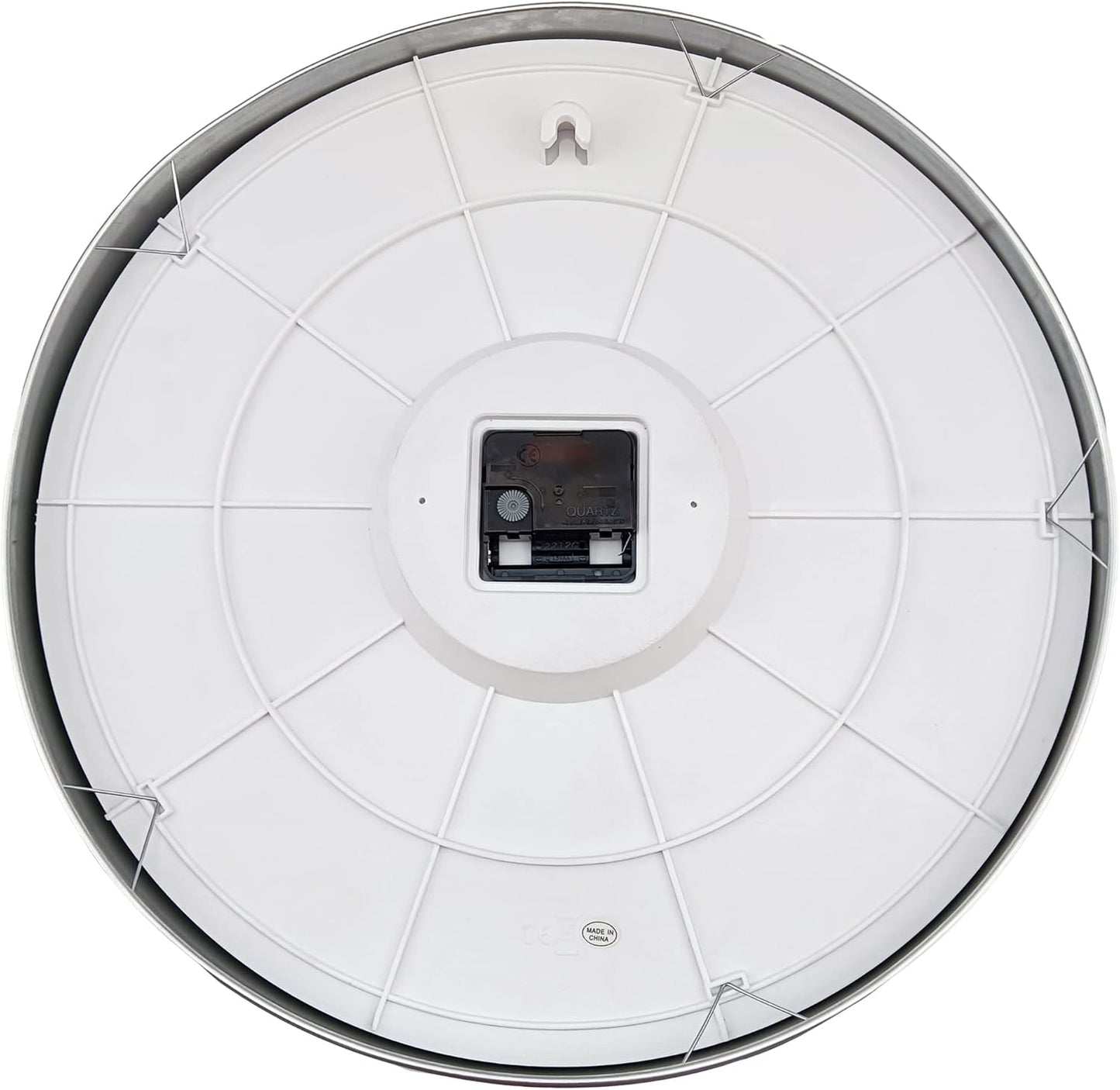 HITO 16" Silent Wall Clock Battery Operated Non Ticking Sweep Movement Glass Cover Silver Aluminum Frame, for Kitchen, Bedroom, Home Office, Living Room Decor