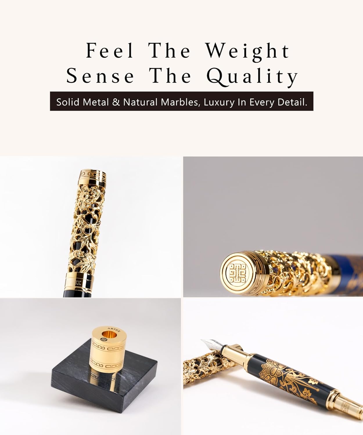 Luxury Fountain Pen Set With Stand - Museum Art Collections - Crafting Timeless Beauty - the Best Gift & Office Desk Decor, German SCHMIDT Fine Nib, Inspirational Office Desk Decor