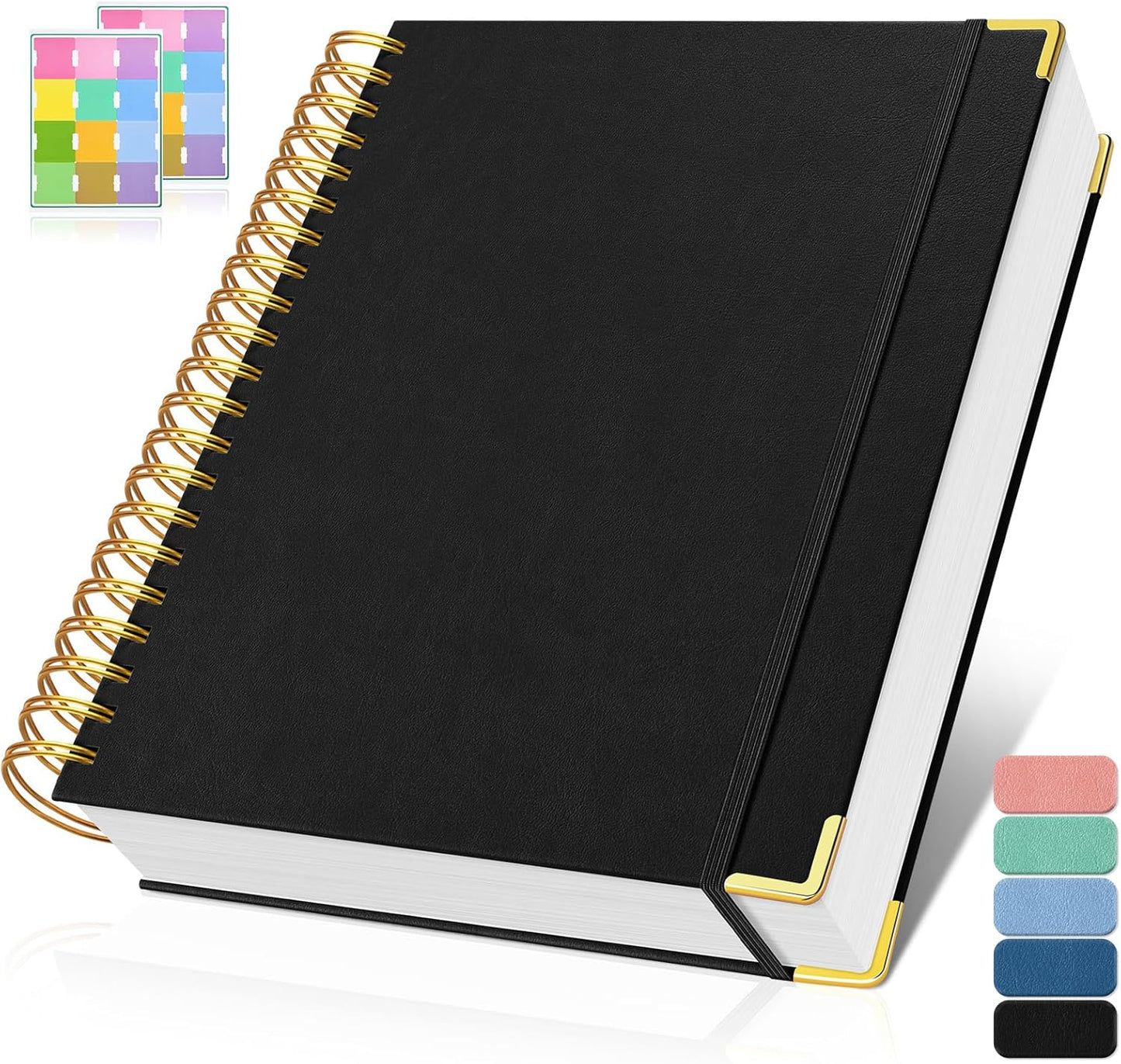 Spiral Notebook, 300 Numbered Pages Notebooks College Ruled with Contens, 100GSM Thick Journal for Women Men, Hardcover Leather Lined Journal for Writing, Large A5 Notebooks for Work School, 6" x 8"