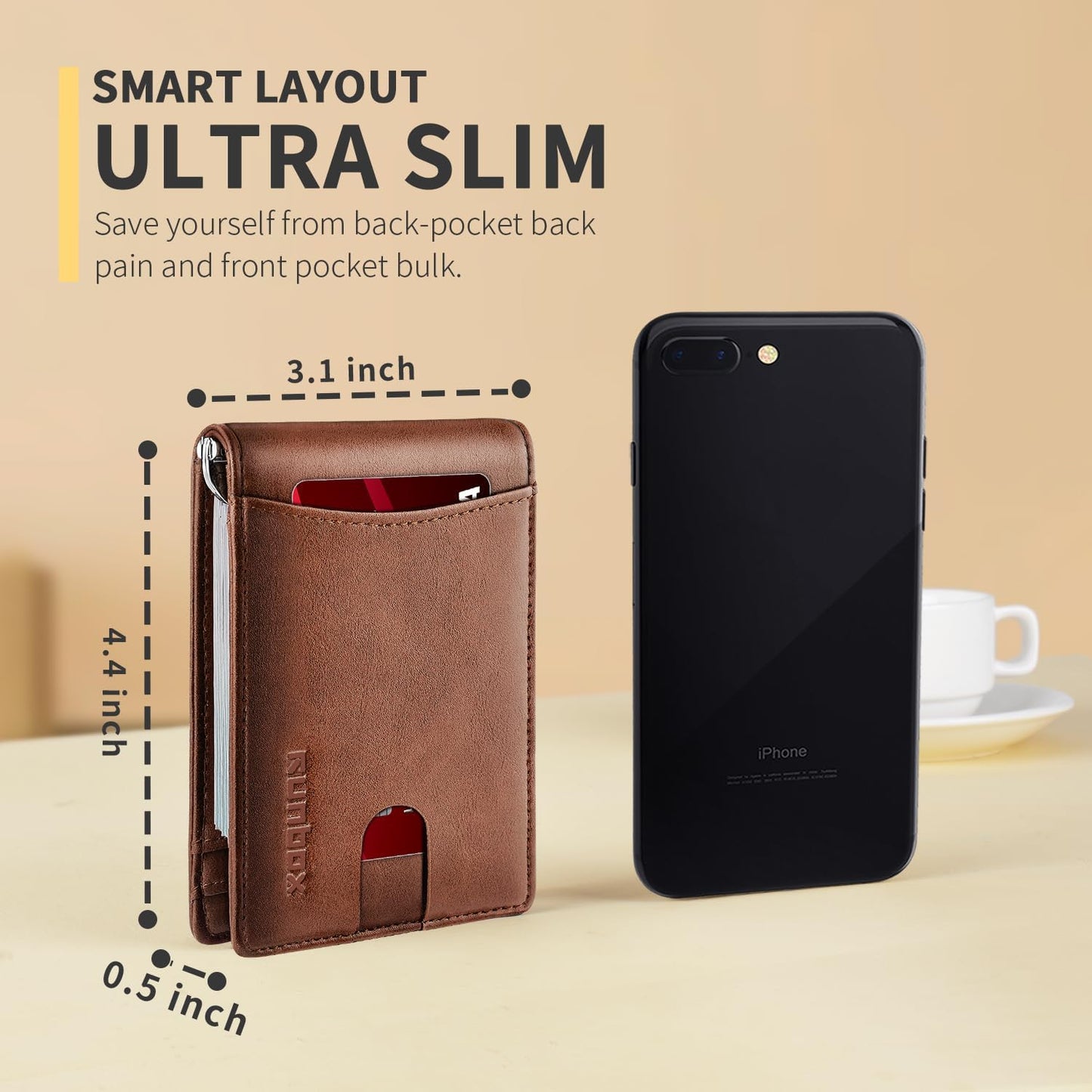 Slim Money Clip Wallets for Men RFID Blocking 11 Card Holder Minimalist Small Thin Carbon Leather Bifold Mens Front Pocket Wallet Gift Box