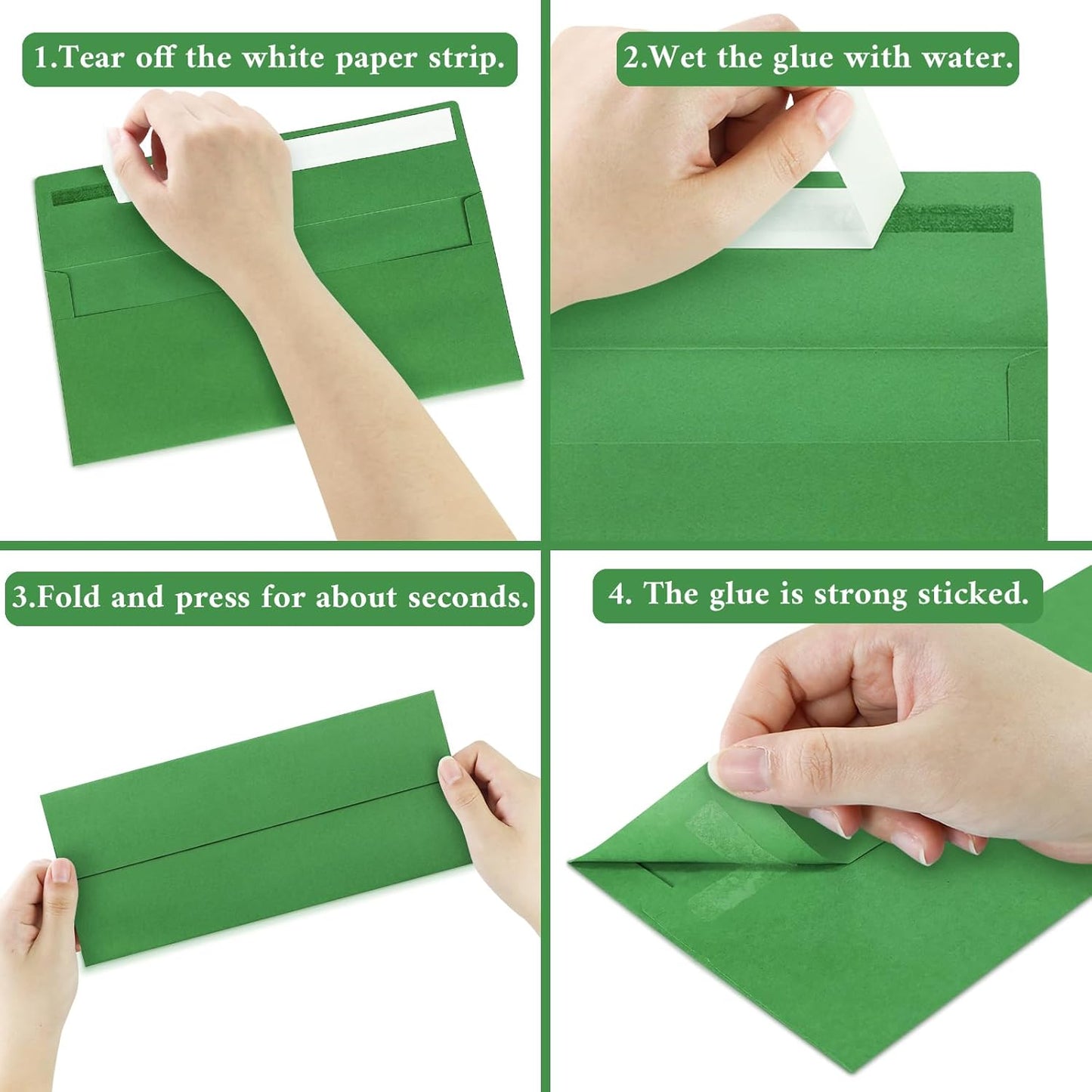 50 Pack #10 Business Envelopes, Green Standard Envelopes Self Seal, Letter Size Mailing Envelopes for Checks Letters Invoices Statements Birthday Graduation Wedding, 4 1/8 x 9 1/2 Inch