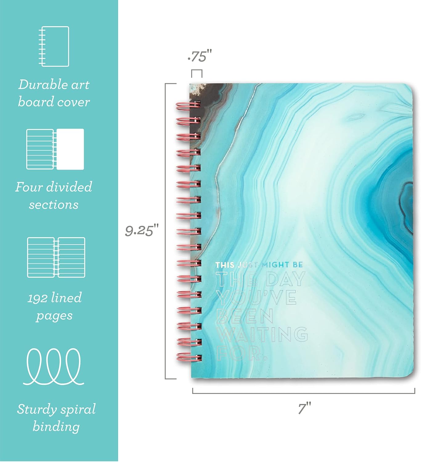 Compendium Spiral Notebook - This just might be the day you've been waiting for. — A Designer Spiral Notebook with 192 Lined Pages, College Ruled, 7.5”W x 9.25”H