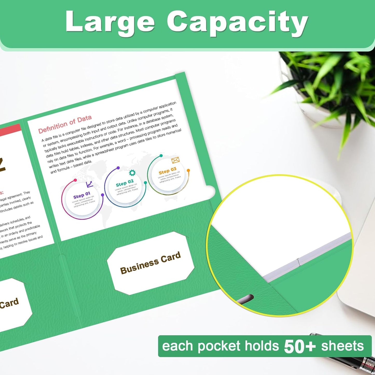 Folders with Pockets, LAYZZ 30 Pack Paper Pocket Folders, 2 Pocket Folders Fits Letter Size Paper, for School Office and Home (Green)