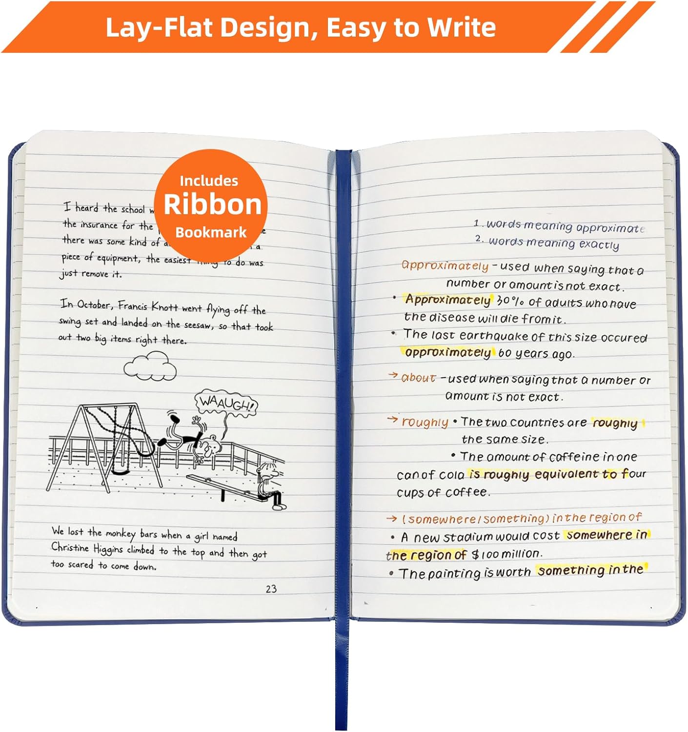 BOSSAND Lined Journal Notebook, A5 Journals for Writing, 200 Pages 100 GSM Thick Classic Ruled Paper, Hardcover, 8.25 inches x 5.75 inches, Navy Blue