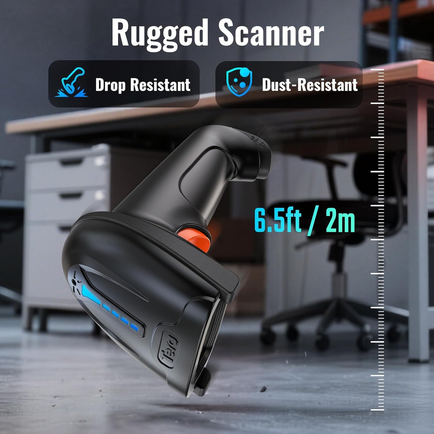 Tera 1D 2D QR Barcode Scanner Wireless and Wired with Battery Level Indicator Digital Printed Bar Code Reader Cordless Handheld Barcode Scanner Compact Plug and Play Model D5100