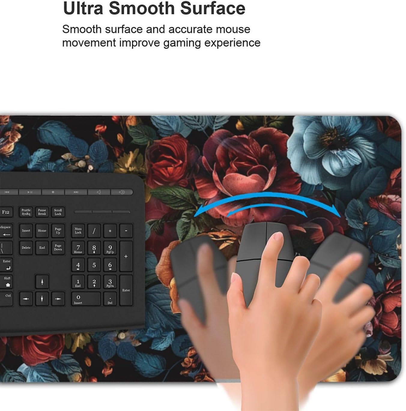 35.4 x 15.7 in, Waterproof XXL Large Mouse Pad for Desk, Extended Keyboard Mouse Mat for Computer Office, Big Laptop Mouse pad, Gaming Pc-Vintage Chic Rose Flowers