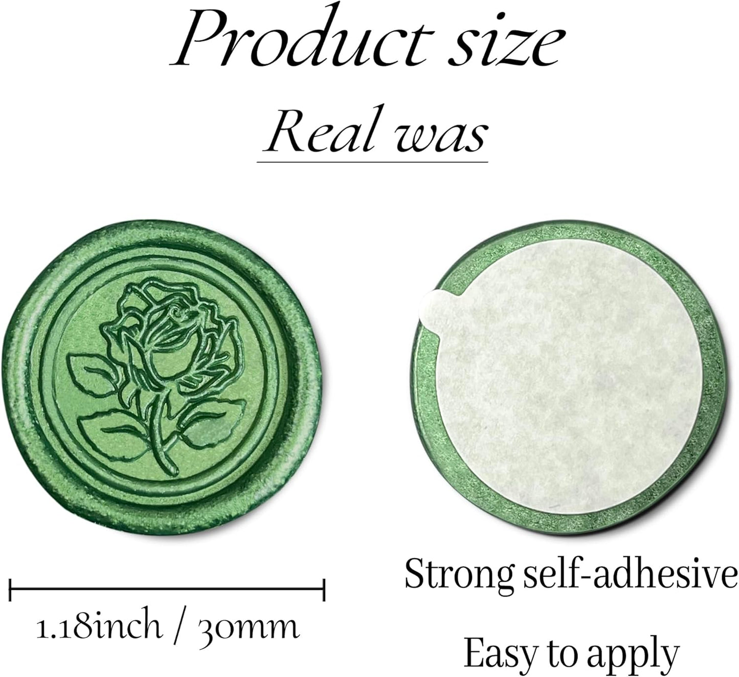 100Pcs Wax Seal Stickers Handmade Envelope Seals Self Adhesive Wax Stickers for Wedding Party Invitations, Envelope, Gift Wrap, Christmas(Rose Style, Green)