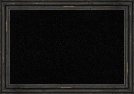 Amanti Art Black Cork Board for Wall, 19x27 Vision Board with Black Wood Frame, Medium Corkboard Office Decor for Home Organization, Country Rustic Corkboard Pinboard to Display Items for Home