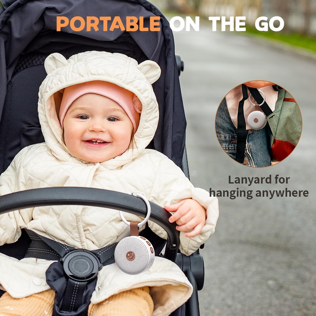 Brown Noise Machine Mini Sleep Sound Machine Portable Baby White Noise Machine with 30 Soothing Sounds for Kids Adults Auto-Off Timer 32 Volume Levels Rechargeable for Home Office Privacy and Travel