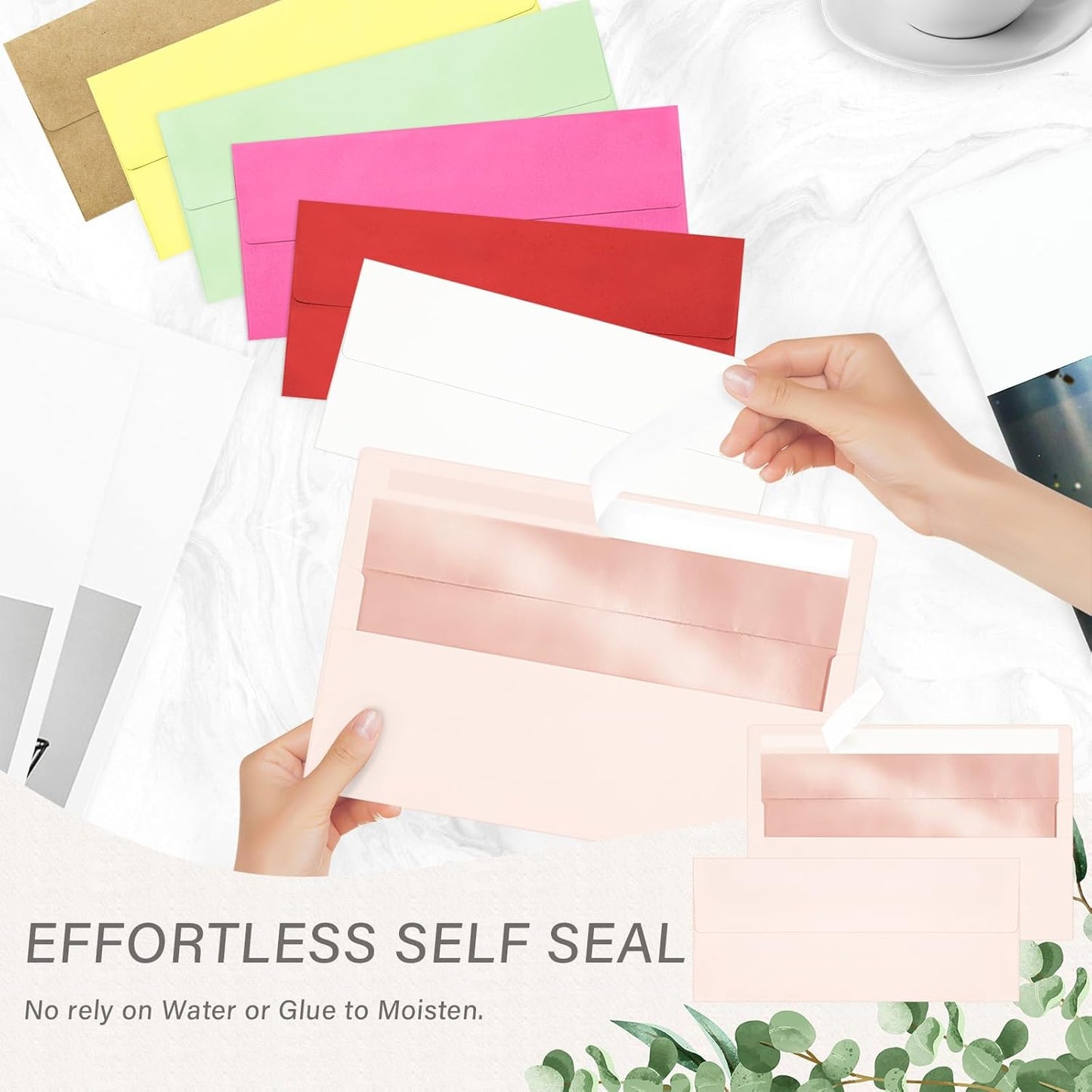 100 Pack #10 Business Envelopes, Self Seal Standard Blush Pink Envelopes with Rose Gold Foil Lining for Secure Business & Legal Mailing, Office, Checks, Letter, Invoices, 4 1/8 x 9 1/2 Inches