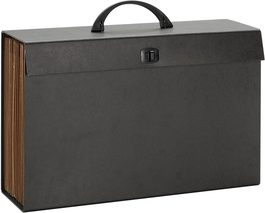 Smead A-Z and Subject Expanding File Box, 19 Pockets, Printed Alphabetic (A-Z)/Subject, Latch Closure, Legal Size, Black (70804)