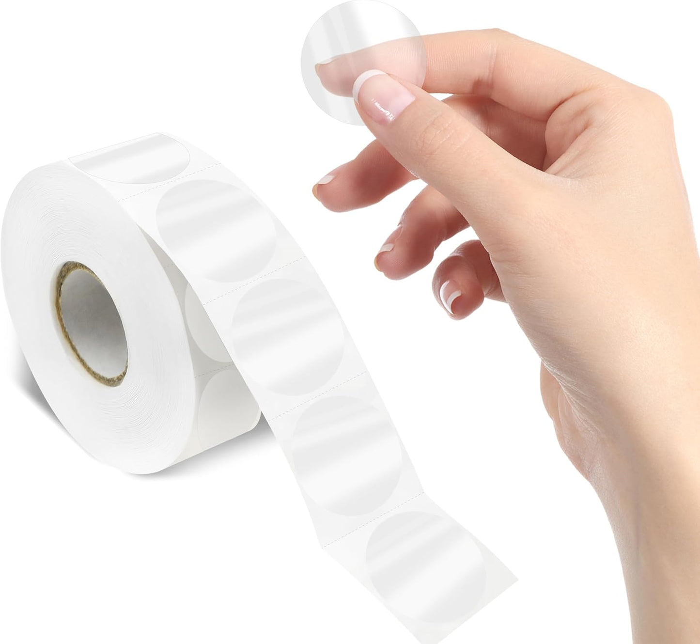 1000 PCS Round Clear Seal Stickers, Transparent Envelope Mail Wafer Seal Self Adhesive Package Circle Label Dots with Perforation Line for Envelopes, Boxes and Gift Packaging (1.5" in Diameter)