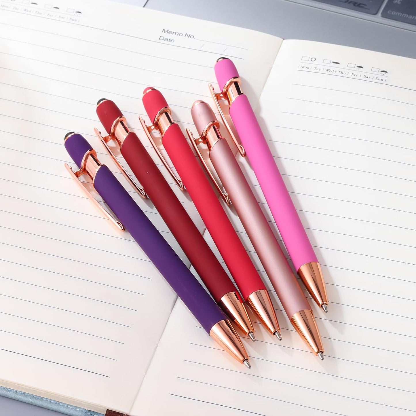 12 PCS 2 in 1 Stylus Ballpoint Pen with Stylus Tip, 1.0 mm Black Ink Metal Pen Stylus Pen for Touch Screens (12 Colors-2)