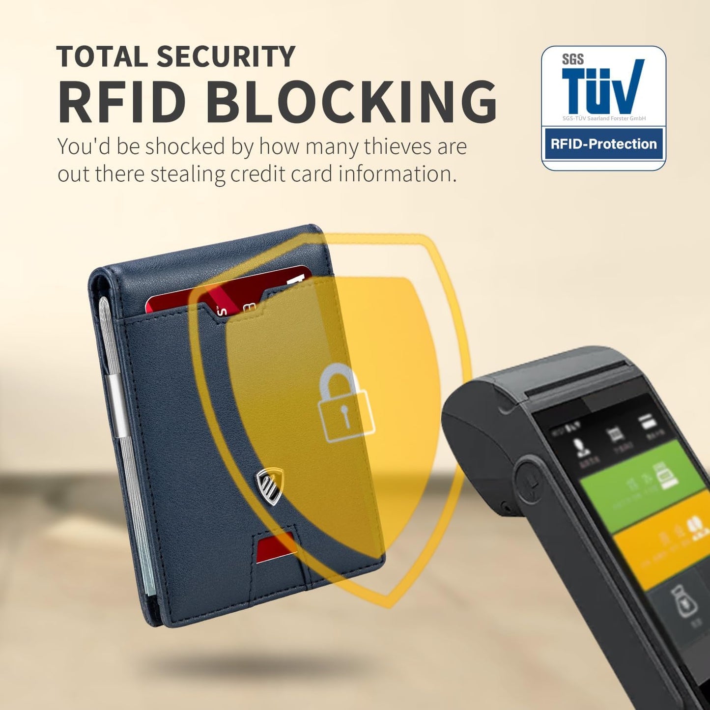 RUNBOX Mens Slim Wallet with Money Clip RFID Blocking Bifold Credit Card Holder for Men with Gift Box