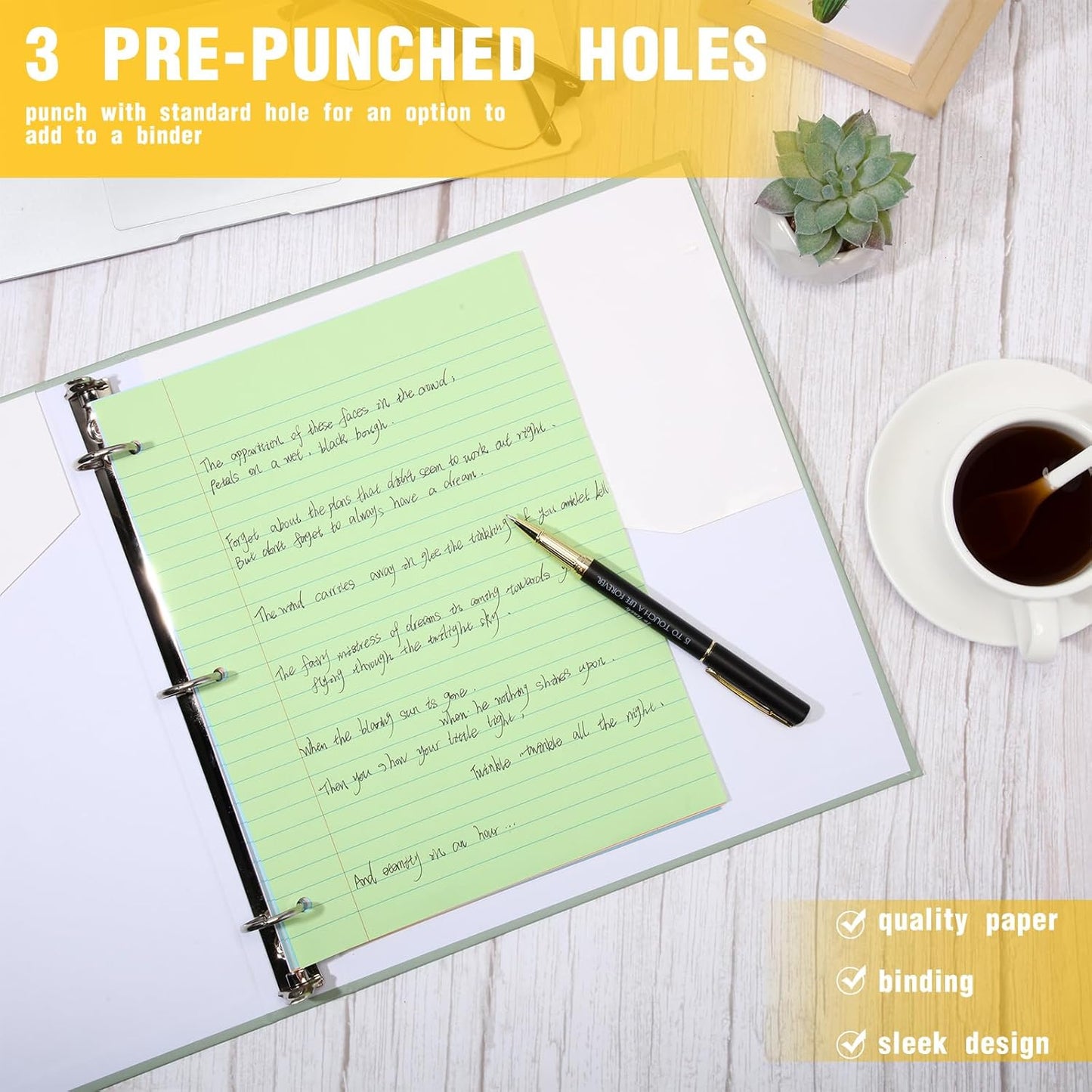 PerKoop 600 Sheets Colored Loose Leaf Paper 8.5" x 11" college ruled Lined 3 Hole Punched notebook Filler Paper for 3 Ring Binders Office School Supplies (Many Color)