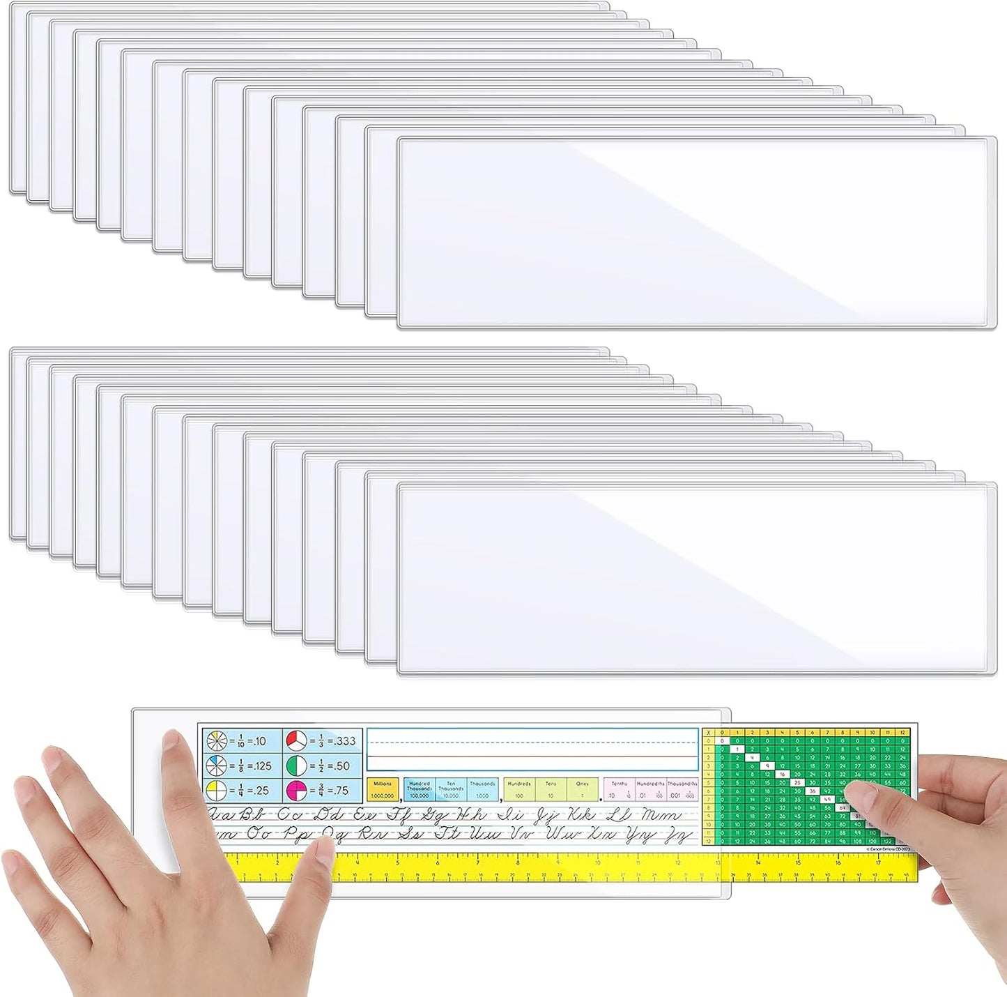 Chinco 30 Pcs Self Adhesive Pockets, Bin Labels for Storage Bins, Clear Pocket Label Sleeves, Plastic Index Card Holder with Top Open for Organizing Bins Box Drawer(13.5 x 4.73 Inch)