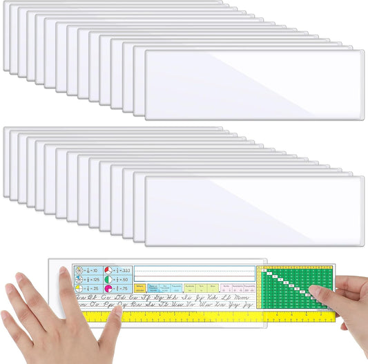 Chinco 30 Pcs Self Adhesive Pockets, Bin Labels for Storage Bins, Clear Pocket Label Sleeves, Plastic Index Card Holder with Top Open for Organizing Bins Box Drawer(13.5 x 4.73 Inch)