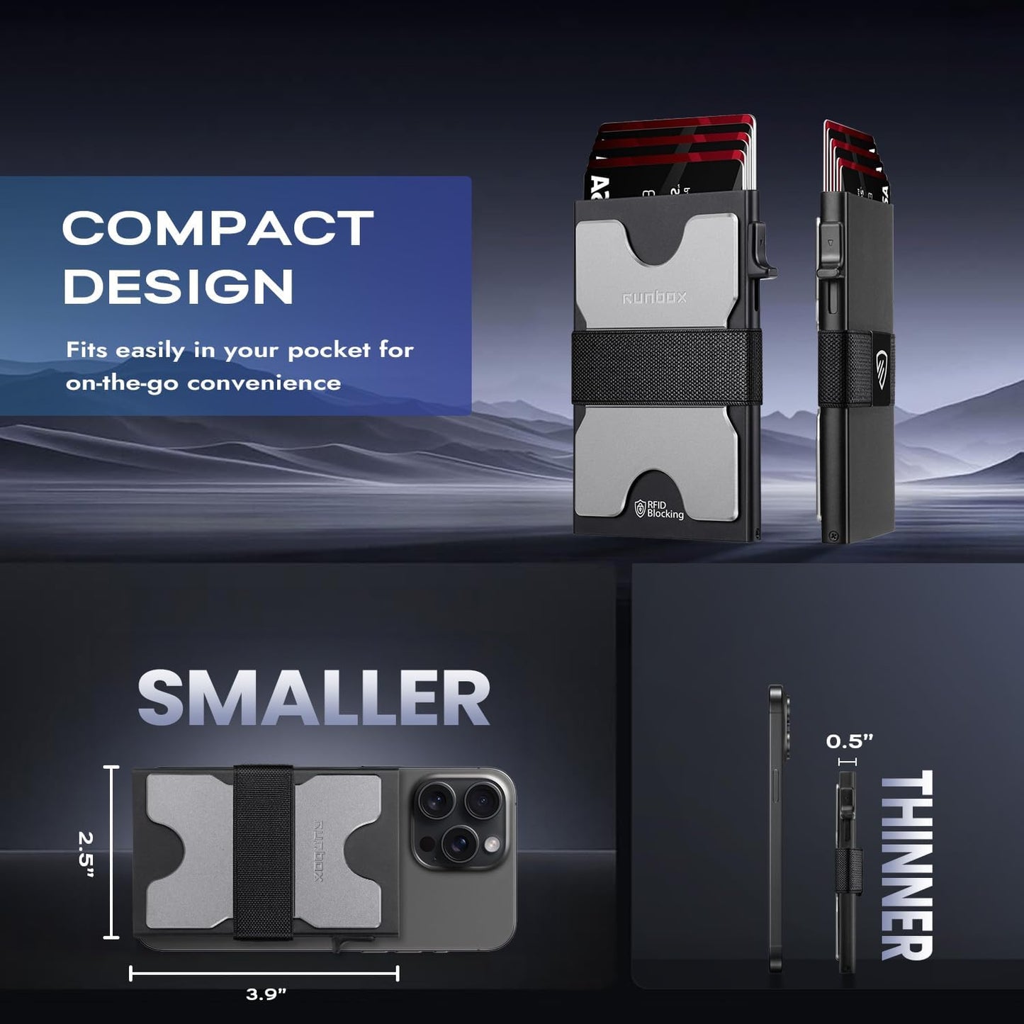 Mens Card Cases, Slim Card Holder Wallet for Men and Women, Minimalist RFID Blocking Wallet with Pop-Up Function, Thin Design, Metal Card Cases Holds 6+6 Cards, Gifts for Men, Men's Accessories