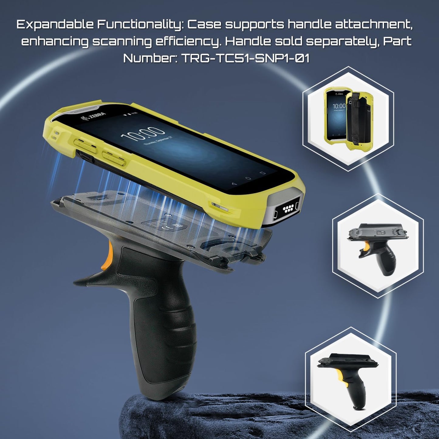 TC51 TC52 TC56 TC57 TC510K Case with Hand Strap - Protective & Ergonomic for Zebra Handheld Barcode Scanners SG-TC5X-EXO1-01 SG-TC5X-EXONHS-01 (Yellow)