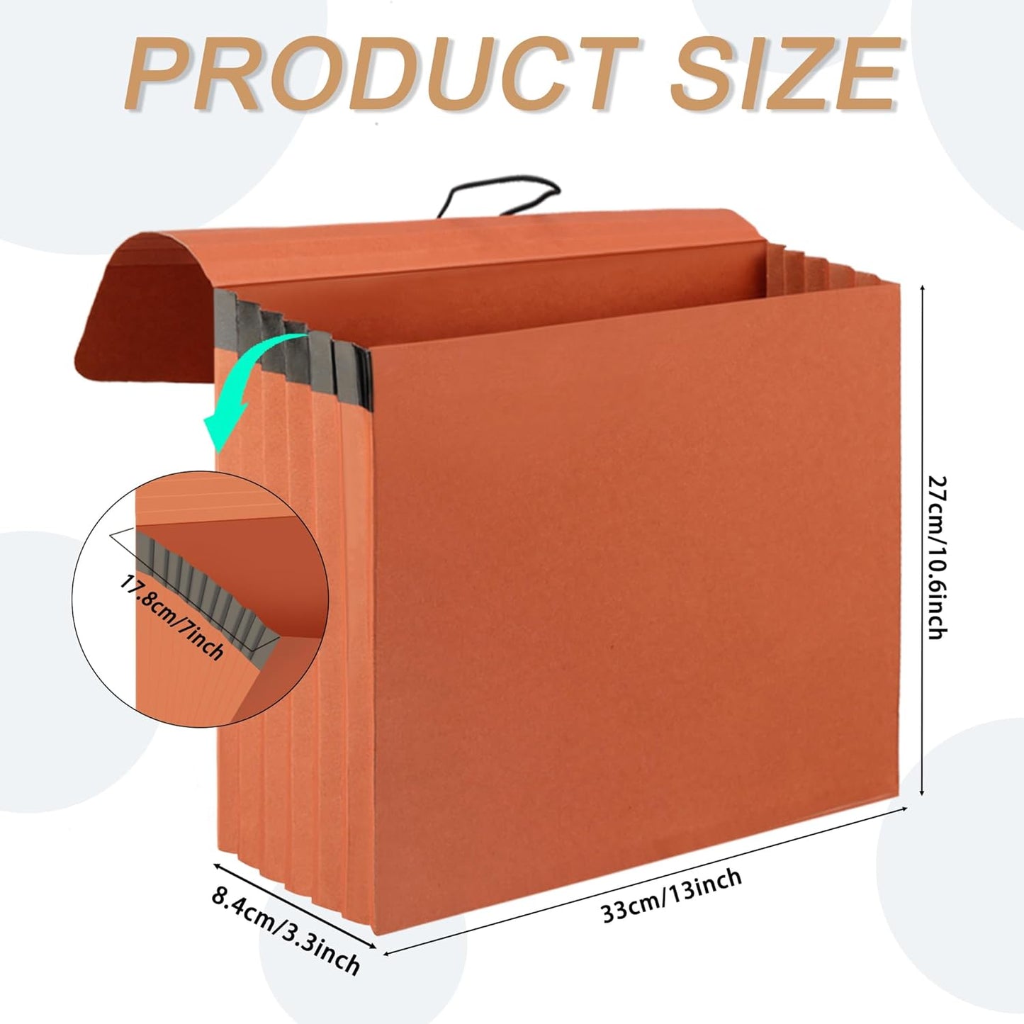 3 Packs Expanding File Pockets with Flap,Heavy Duty Expandable Folder Bag,Expanding File Folder, Elastic Cord Closure,Accordion File Organizer for Office,School,Home,Letter Size Kraft