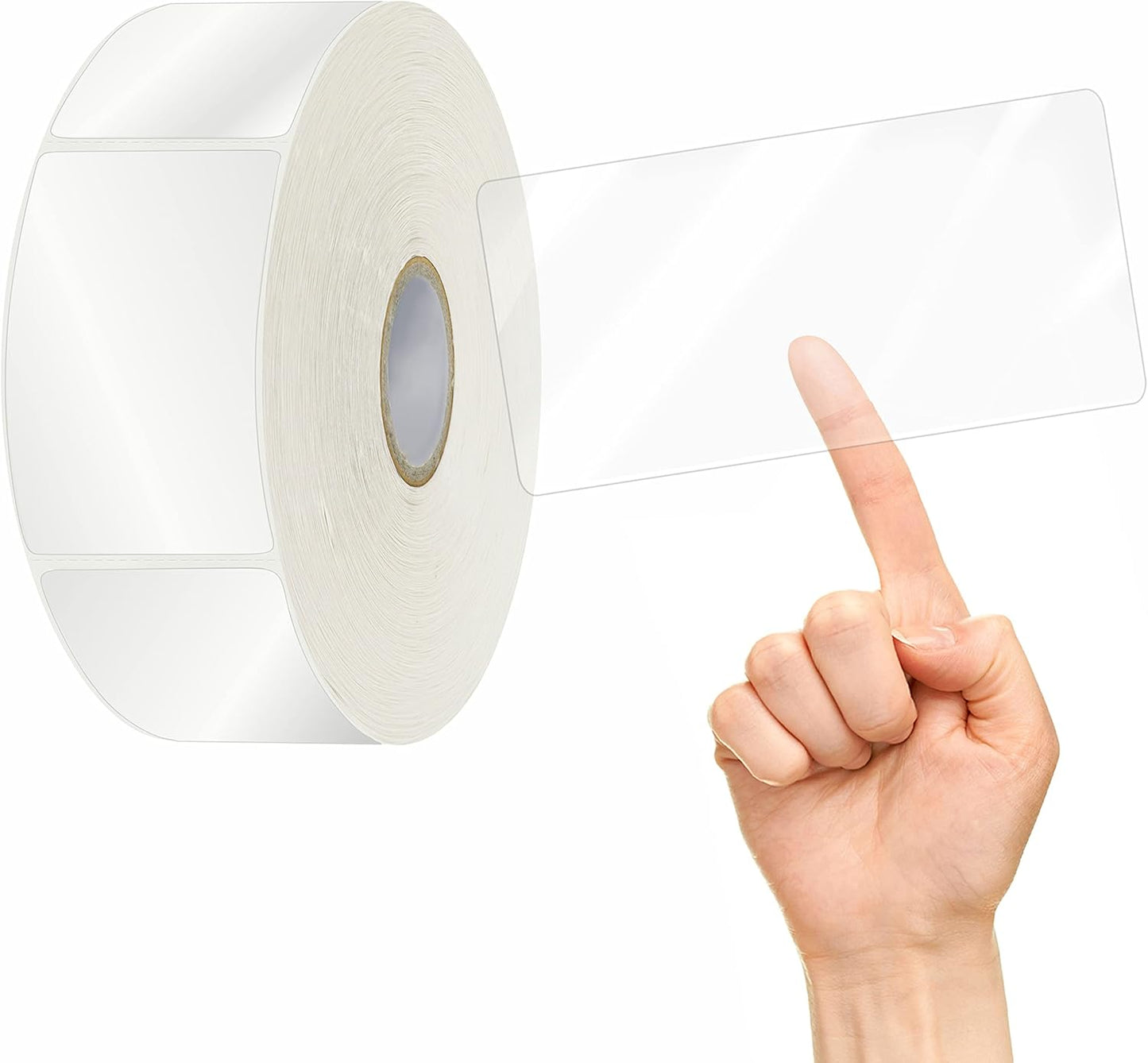 500 PCS Label Protector, Transparent Waterproof Clear Wafer Seal Stickers for Protecting Package Envelope Mail Barcodes, Numbers and Stickers Mega Bundle with Perforation Line in Roll (4 x 2 inch)