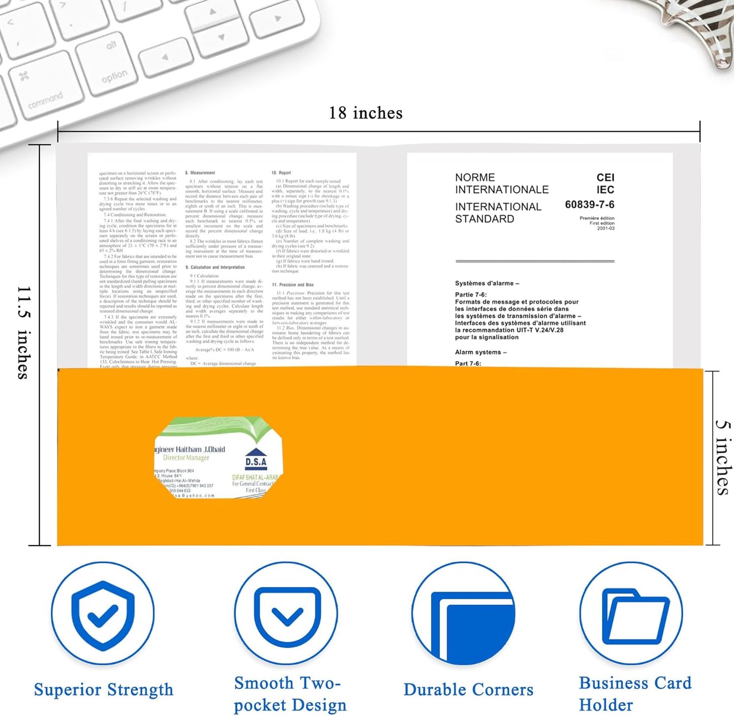 Zzrywuty 50 Packs Two Pocket File Folders with Business Card Slot,Textured Paper,Letter Size,Holds 100 Plus Sheets for School,Office,Business,Orange (Orange-50Pcs)