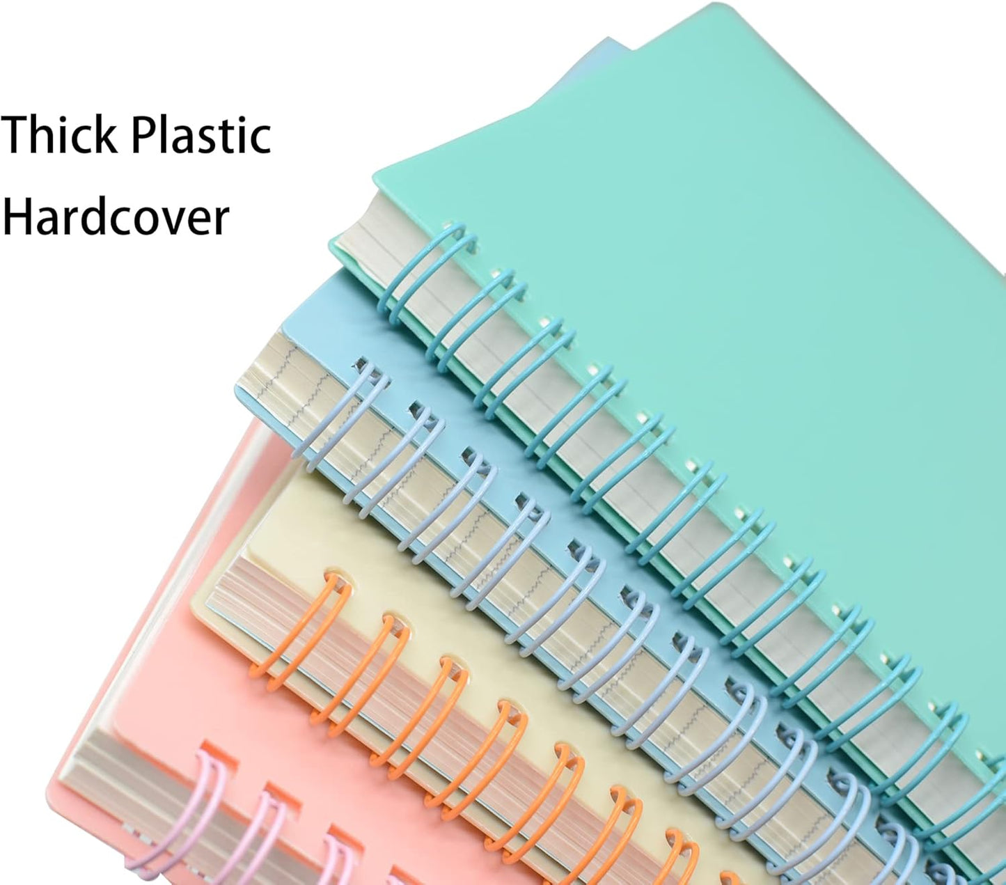 Yansanido Spiral Notebook, 3 Pcs A5 Thick Plastic Hardcover 8mm Ruled 3 Color 80 Sheets -160 Pages Journals for Study and Notes (Light Pink,Light Green,Light Blue, A5 5.7" x 8.3"-Ruled)