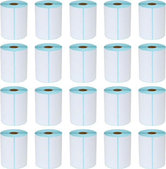 L LIKED 4"x 6" Direct Thermal Labels White Perforated Shipping Labels, 250 per Roll, Pack of 20 Rolls - Commercial Grade