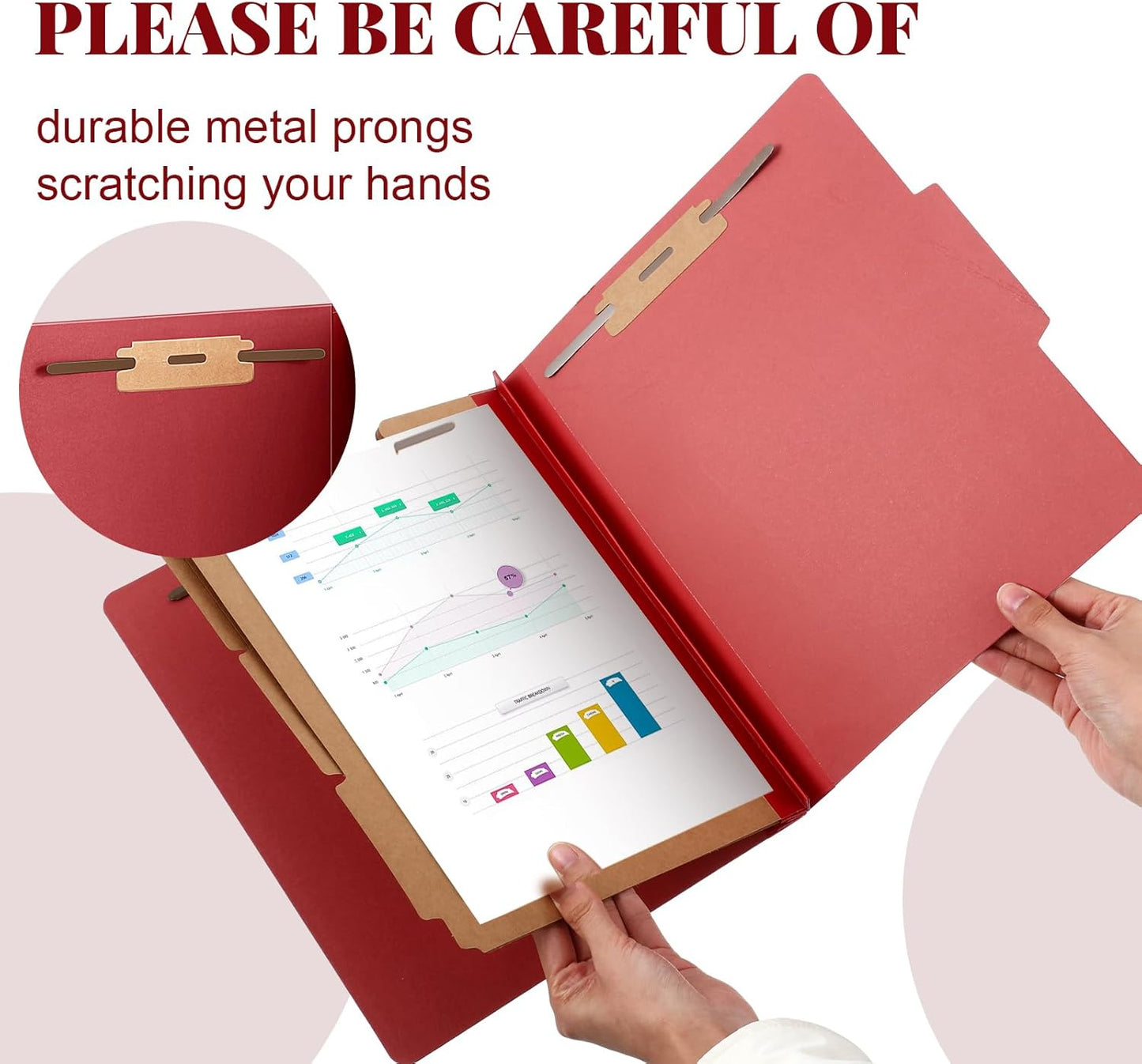 48 Pcs Classification Folders Letter Size, 3 Divider Pressboard File Folder with Fasteners, Expanding File Organizer Bulk for Teachers, Clergy, Office, Church, Christmas Donations (Red)