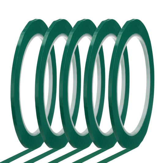 MECCANIXITY Whiteboard Tape 1/8" x 72 Yard Pinstripe Graphic Chart Line Grid Marking Tapes for Classroom Office Dry Erase Board Art, Green, Pack of 5