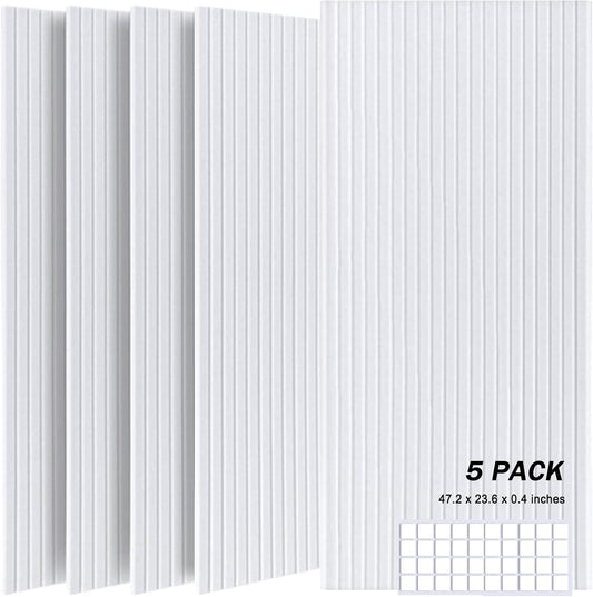 5 Pack Large Acoustic Panels, 48"X24"X0.4" Sound Proof Foam Panels for Walls, Sound Dampening Panels, Sound proof panels for walls, Soundproof Wall Panels for Home Studio&Office Decor.(White)