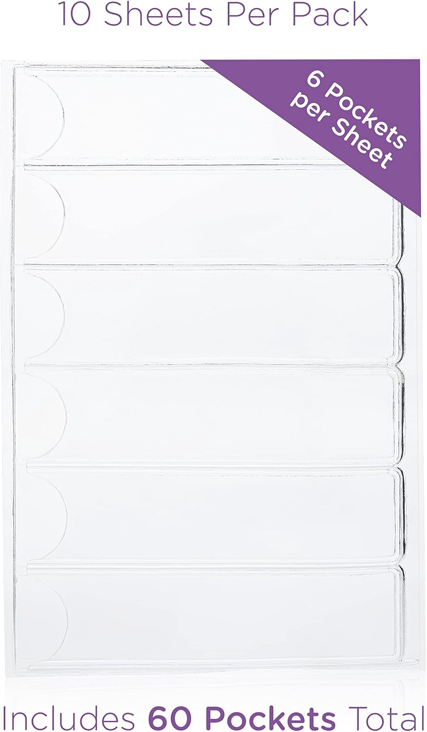 Carstens - 60 Pack, Clear Binder Spine Insert Adhesive Pockets, 5.375 x 1.375 Inch Heavy Duty Vinyl (1639-0010) - Ideal for 1.5-4 Inch Ring Binder Spines and Medical Charts