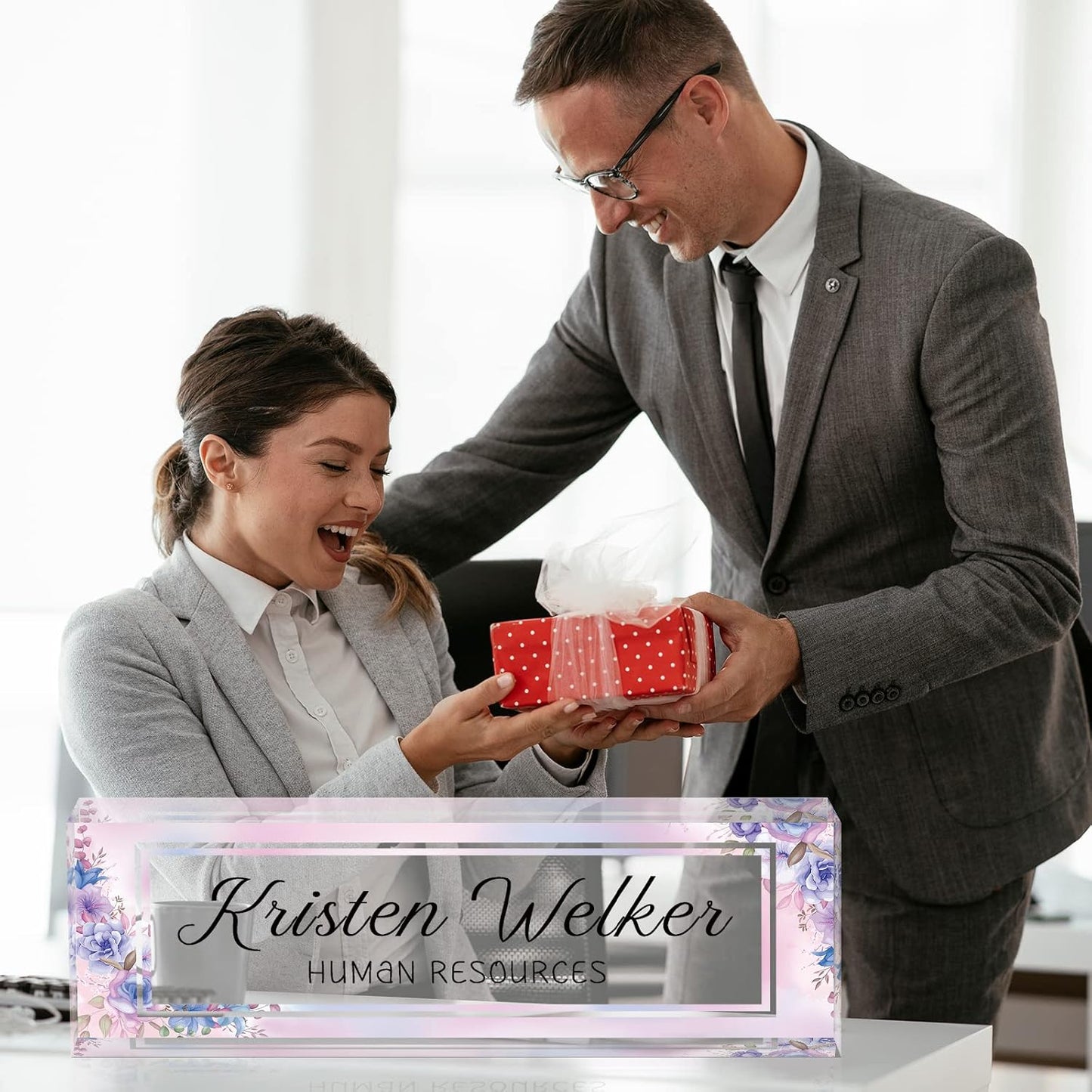 Gowelly Office Desk Name Plate Personalized |Custom Name Plates for Desk| Custom Employee Appreciation Gifts | Office Gifts for Women, Boss, Employee, Teacher, Social Worker-8