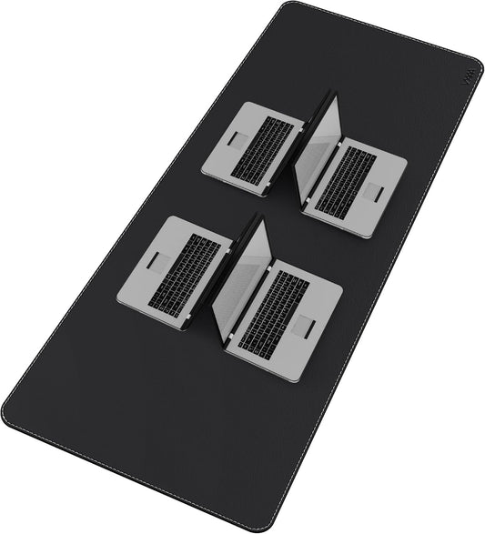 VYAAA Leather Desk Mat, 66.9"×27.5" Large Mouse Pad, Desktop Protector for Desk, Multifunctional Keyboard Mouse Pad for Home or Office (Black)